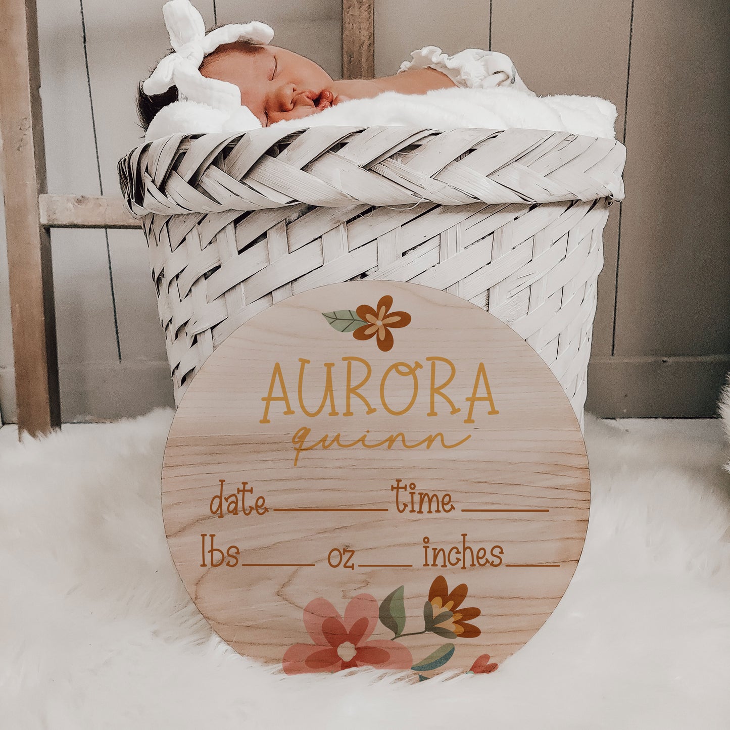 Aurora Collection - Sunshine & Flowers Name Sign Birth Stats Announcement AQ0021