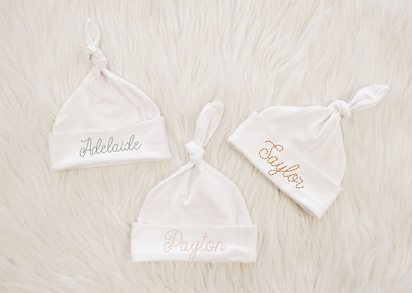 Custom Baby Name Faux Stitch Knotted Hat