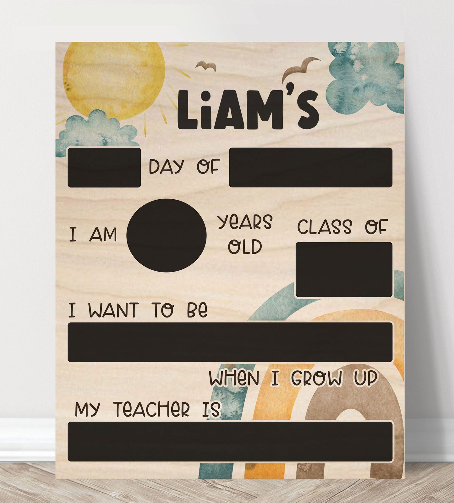 Personalized First Day Of School Sign- Rainbow