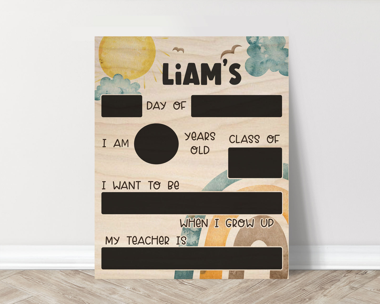 Personalized First Day Of School Sign- Rainbow
