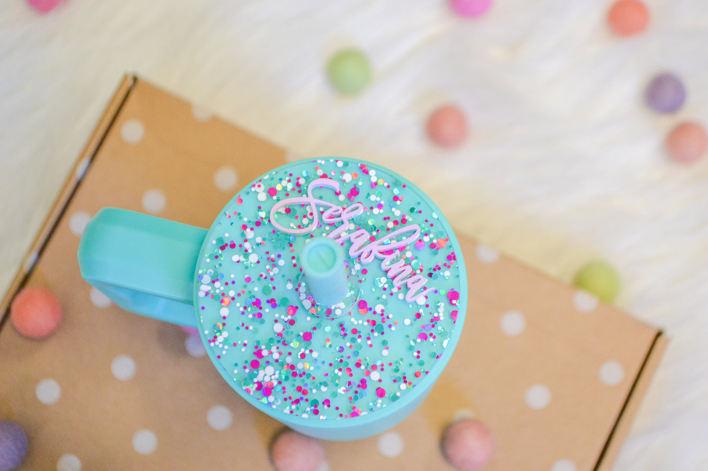 Simple Modern Confetti Personalized 24oz Tumbler Topper