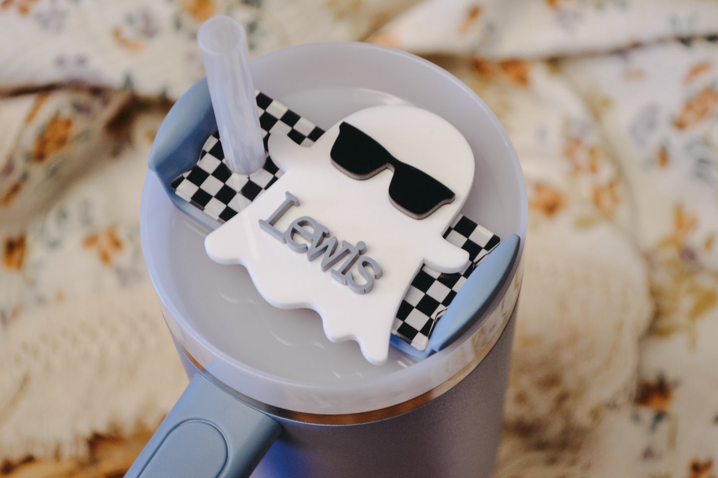 Stanley Name Plate Tumbler Tag Personalized, Halloween Girl Ghost Tumbler Name Tags, Custom Quencher Tumbler Topper Lid H2.0 20/30oz 40oz