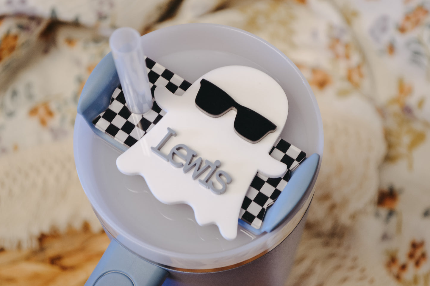 Stanley Name Plate Tumbler Tag Personalized, Halloween Girl Ghost Tumbler Name Tags, Custom Quencher Tumbler Topper Lid H2.0 20/30oz 40oz