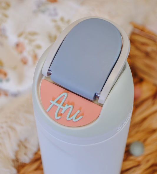 Owala Freesip Name Plate, Pastel Adhesive Water Bottle Topper Tag Personalized, 16/24/32oz Water Bottle Name Tags for Kids Lid Topper