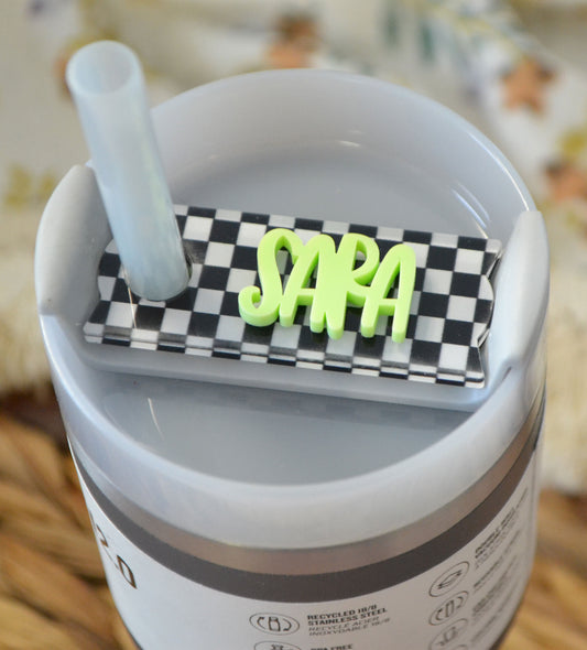 14oz Stanley Cup Accessories, Name Plate Tumbler Tag Personalized, Pattern Tumbler Tags for Toddler, Personalized Quencher Lid Topper H2.0