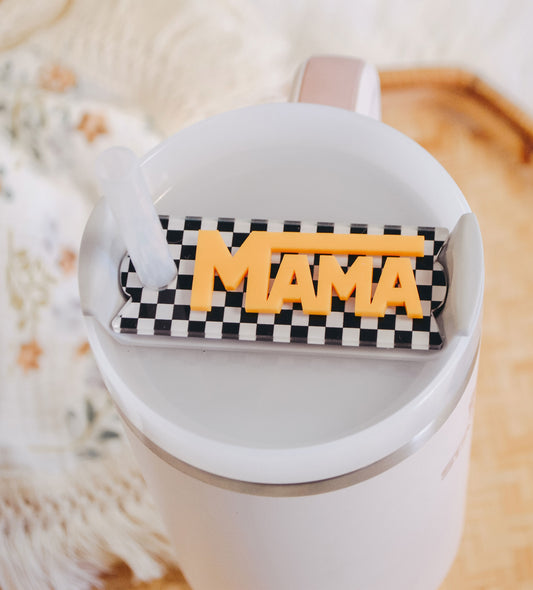 Checkered Mama Stanley Tumbler Name Plate