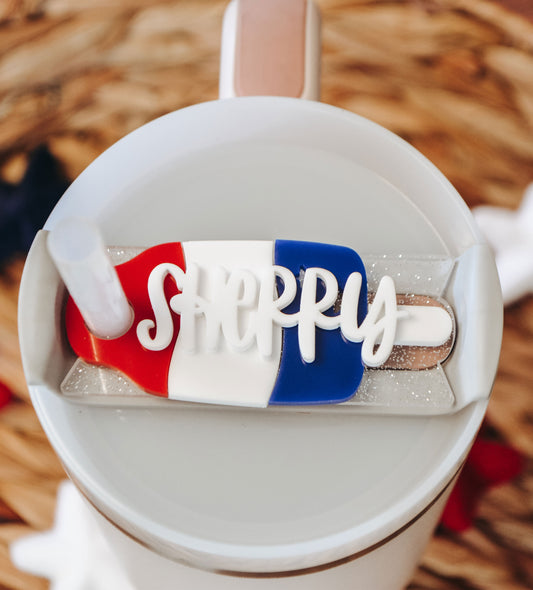 July 4th Tumbler Name Tags, Bomb Pop Personalized Patriotic Tumbler Topper
