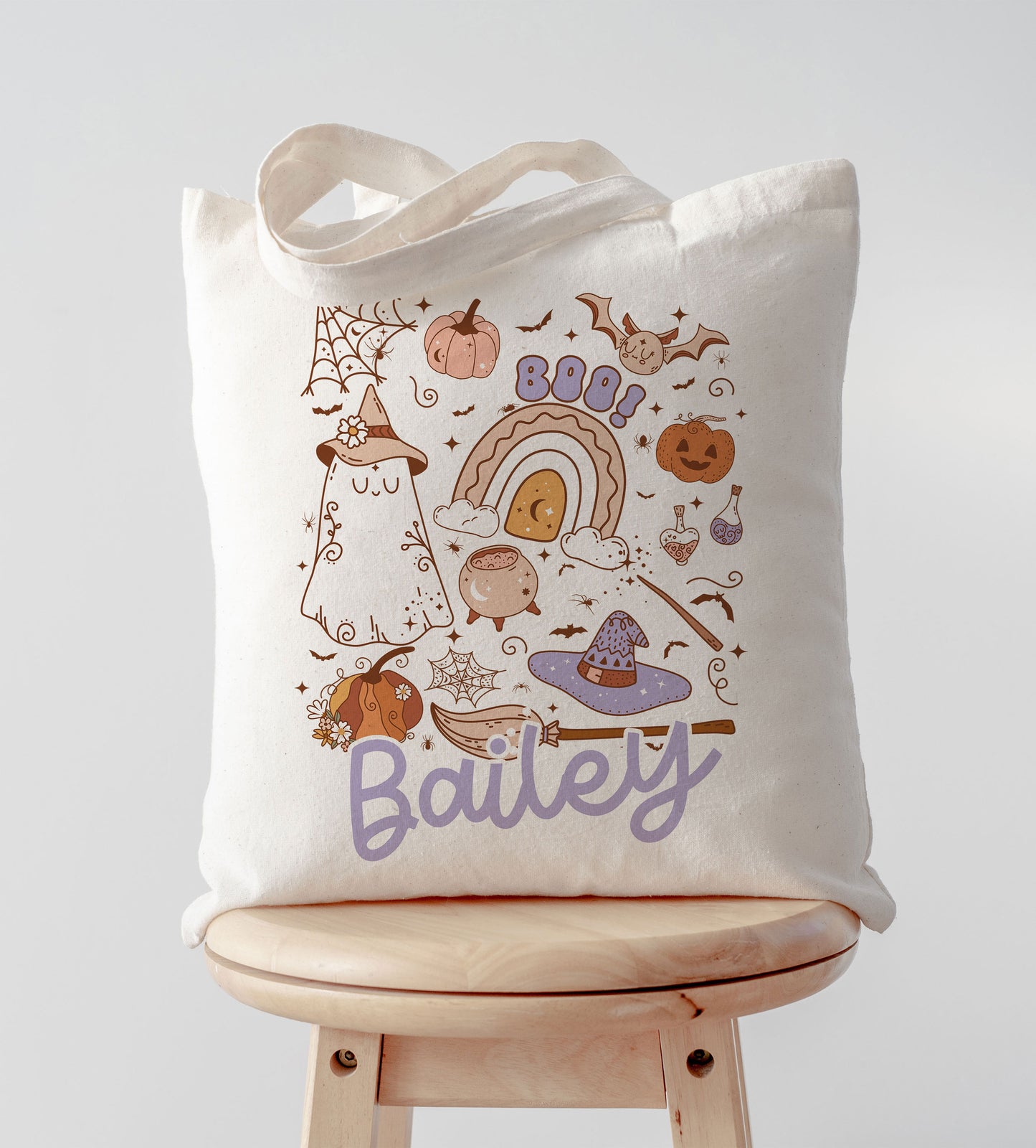 Boo Tote Bag, Halloween trick or treat tote bag, Custom Canvas Halloween Bag, Trick or Treat Name Tote, Personalized Gifts for Halloween