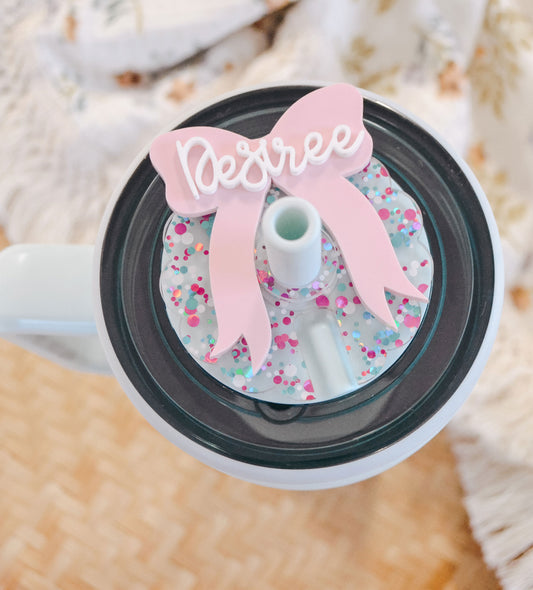 Coquette Bow Confetti 30/40oz Brumate Era Tumbler Name Plate