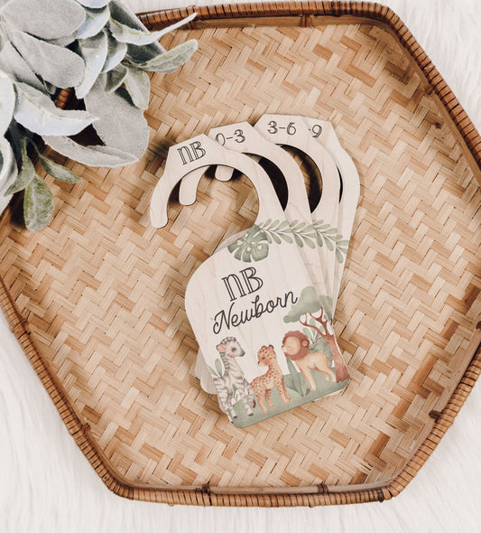 Safari Baby Wood Closet Dividers Nursery Closet Clothes Organizer Wood Clothes Divider Baby Wardrobe Dividers New Mom