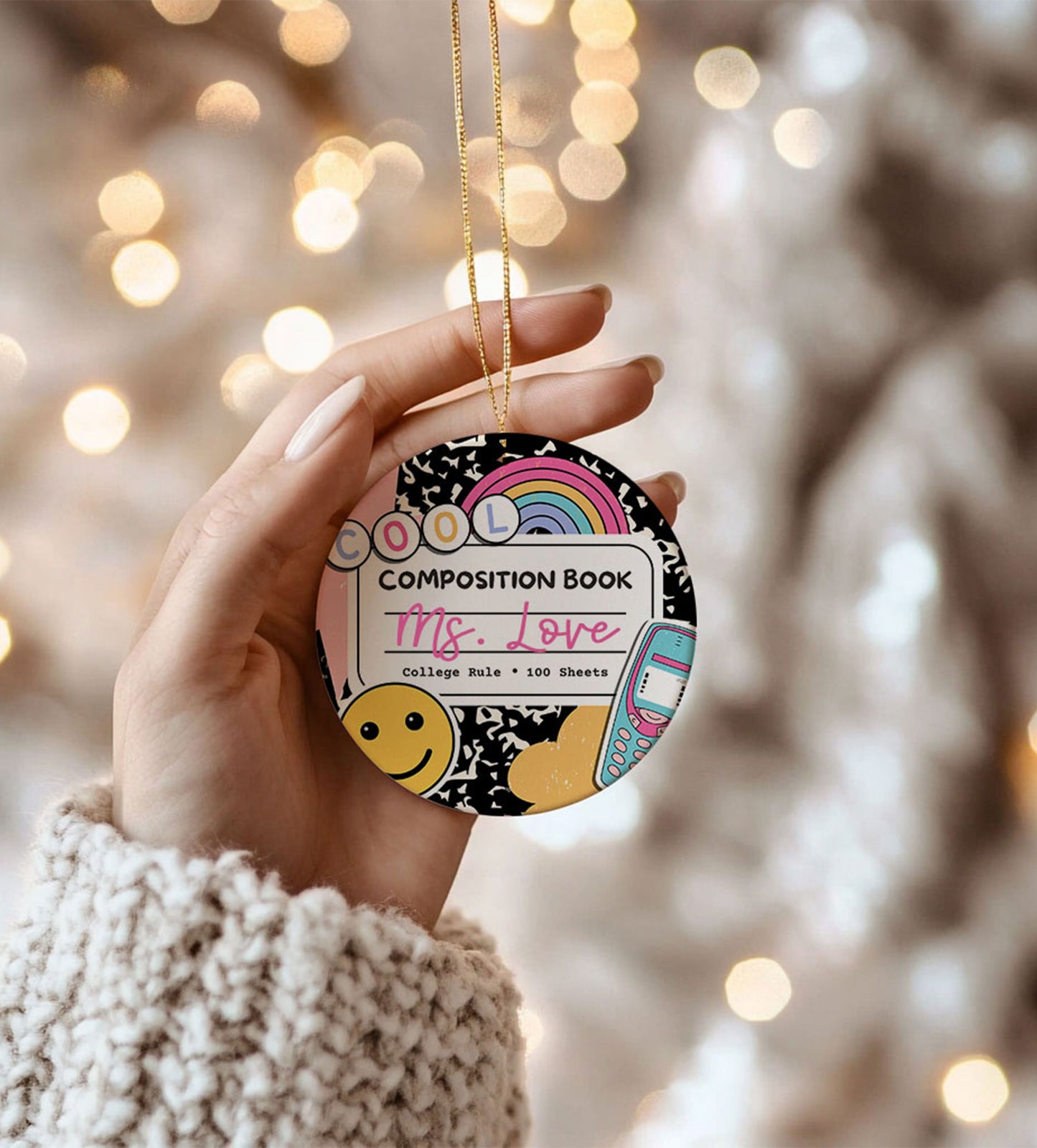 Teacher Ceramic Ornament, Custom Composition Teacher Gift, Teacher Christmas Appreciation, Thank you Gift for School Teacher, Year End Gift