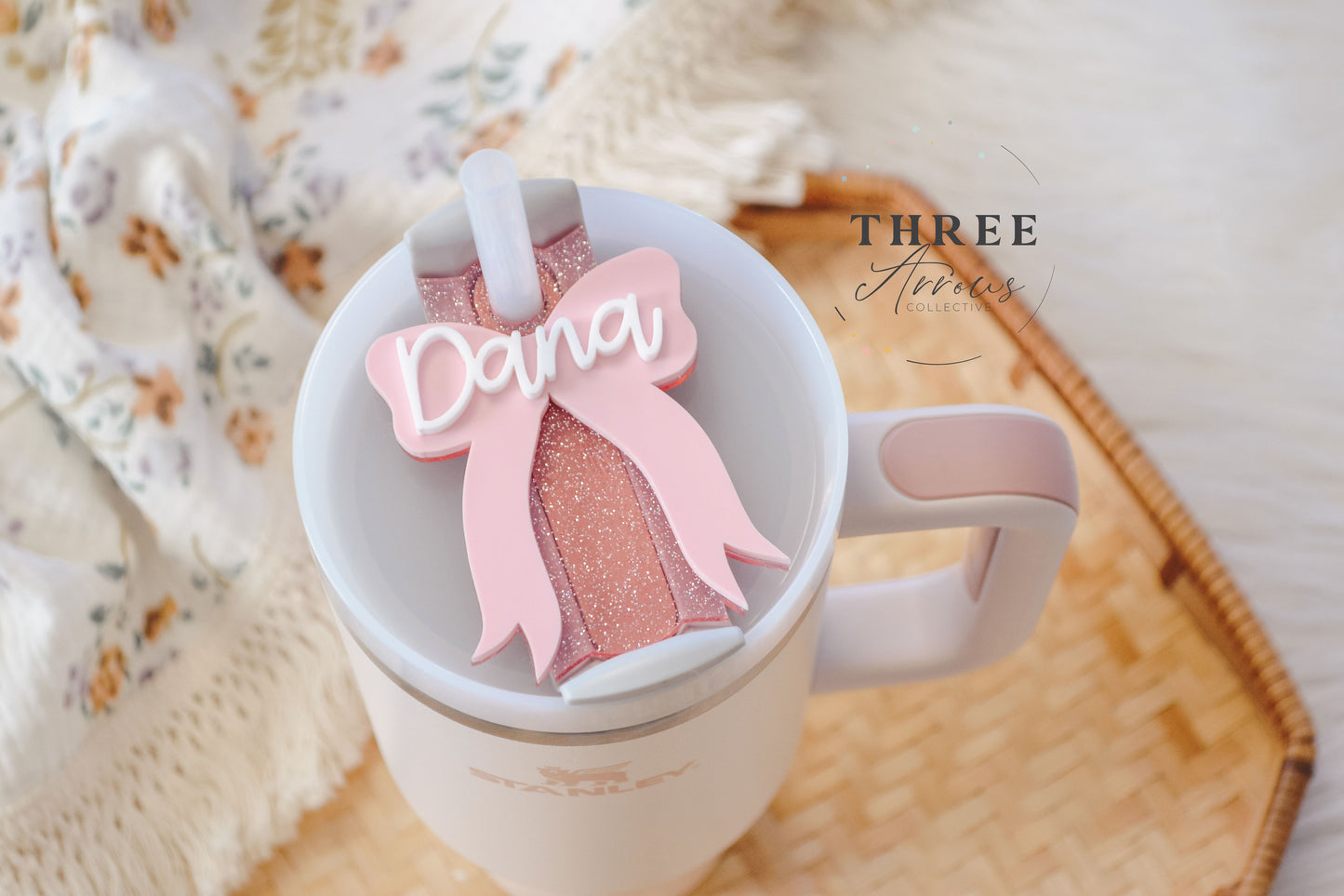 Coquette Bow Stanley Tumbler Name Plate Acrylic