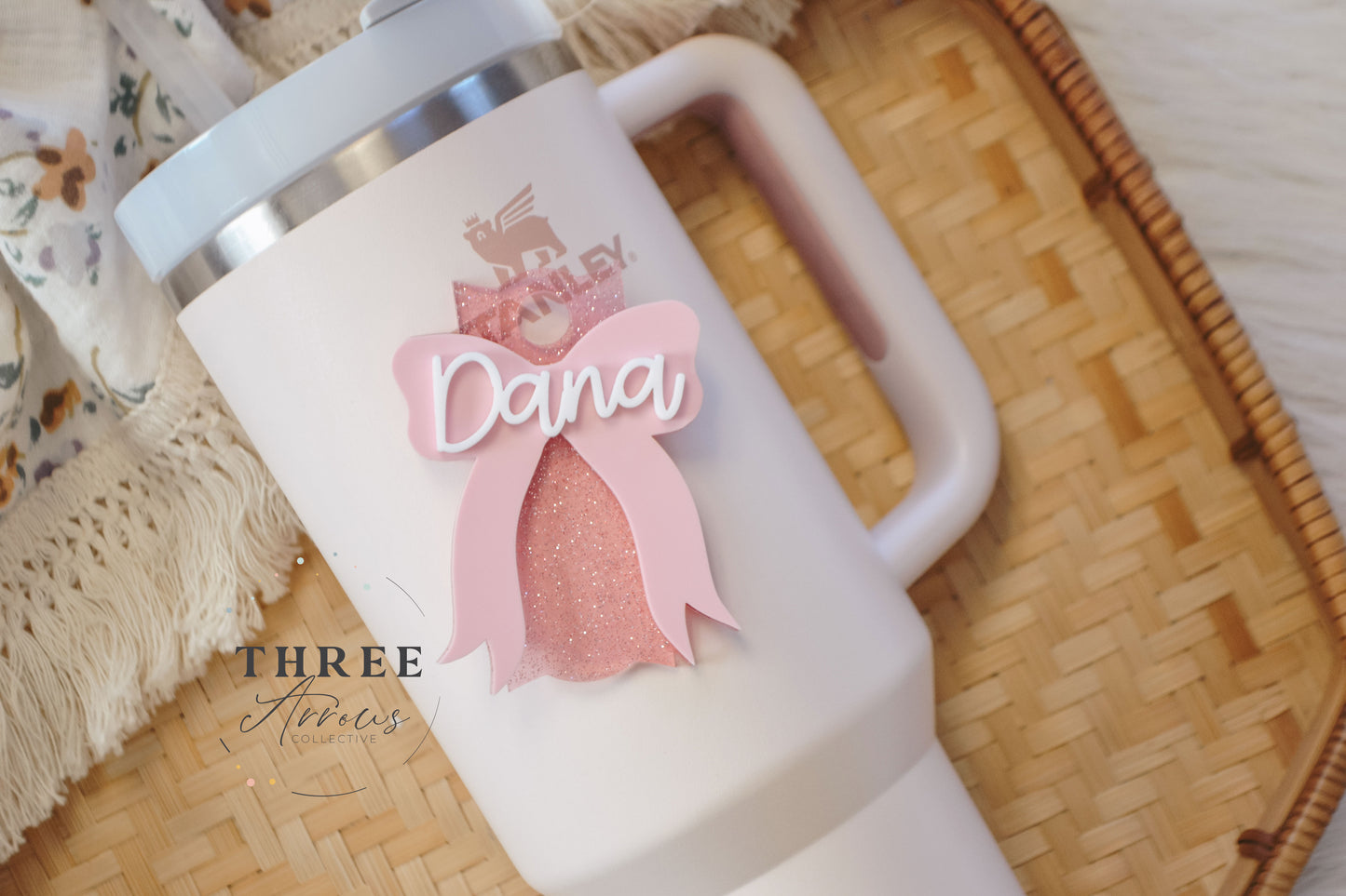 Coquette Bow Stanley Tumbler Name Plate Acrylic