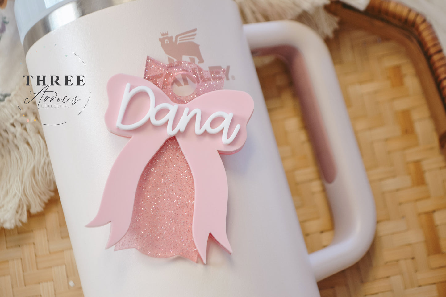 Coquette Bow Stanley Tumbler Name Plate Acrylic
