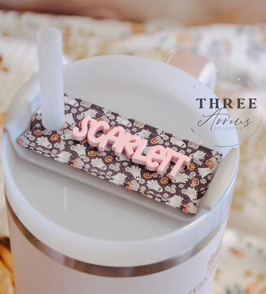 Stanley Name Plate Tumbler Tag Personalized, Halloween Tumbler Name Tags, Custom Quencher Tumbler Topper Lid H2.0 20/30oz 40oz