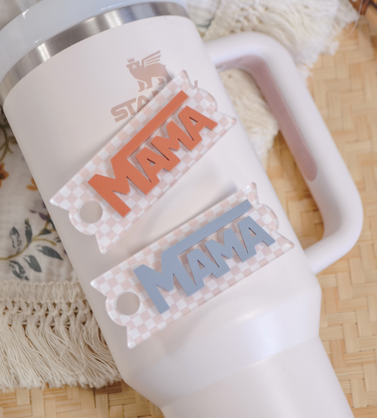 Checkered Mama Stanley Tumbler Name Plate