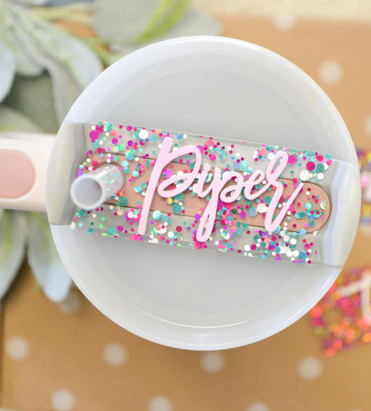 Stanley Tumbler Name Plate Personalized Confetti Acrylic