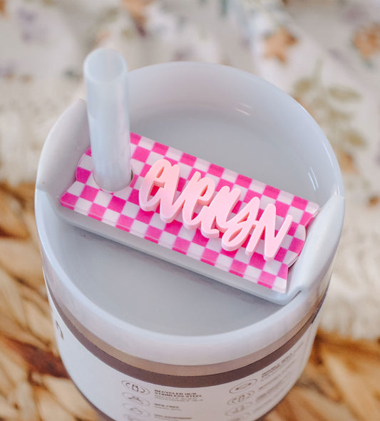 14oz Stanley Cup Accessories, Name Plate Tumbler Tag Personalized, Pattern Tumbler Tags for Toddler, Personalized Quencher Lid Topper H2.0