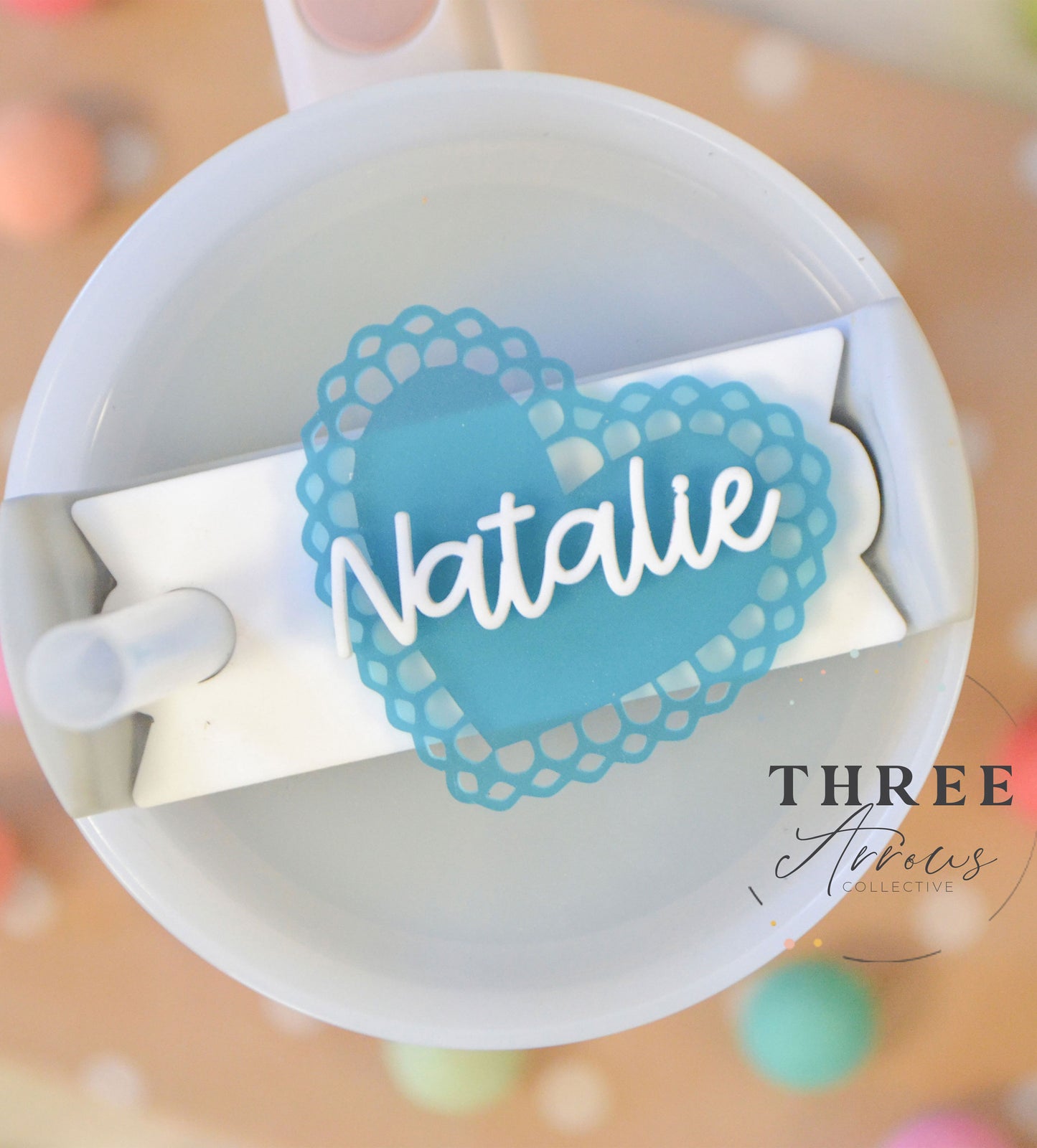 Stanley Tumbler Frosted Heart Tumbler Name Plate Acrylic