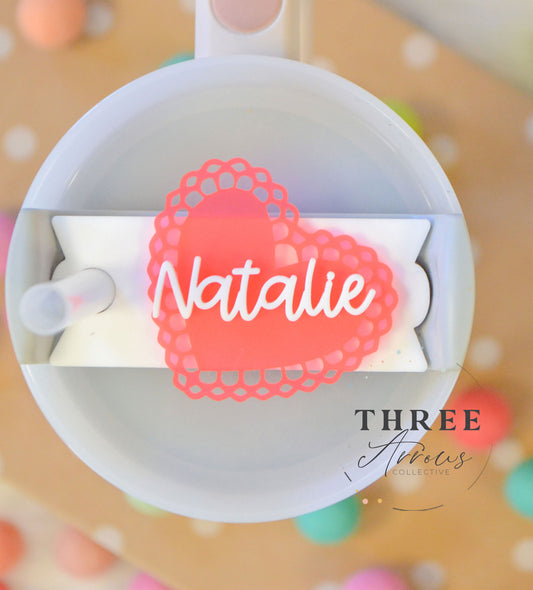 Stanley Tumbler Frosted Heart Tumbler Name Plate Acrylic