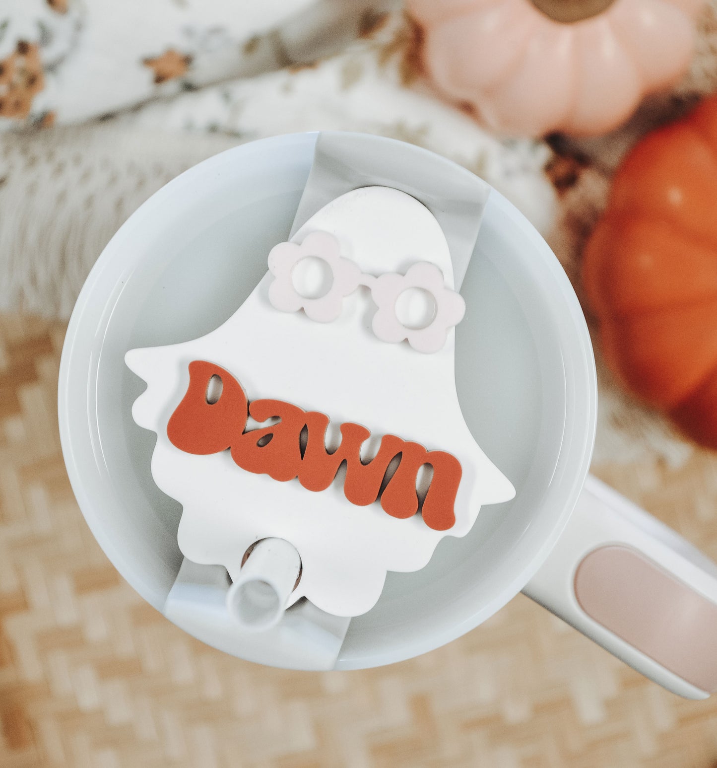 Halloween Ghost Personalized Stanley Tumbler Name Plate Acrylic