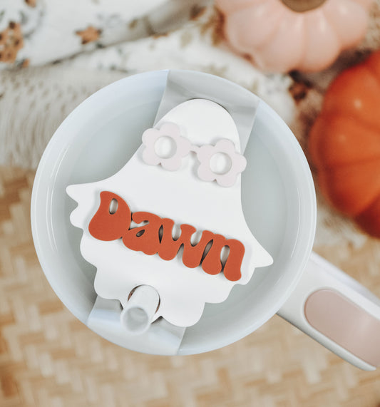 Halloween Ghost Personalized Stanley Tumbler Name Plate Acrylic