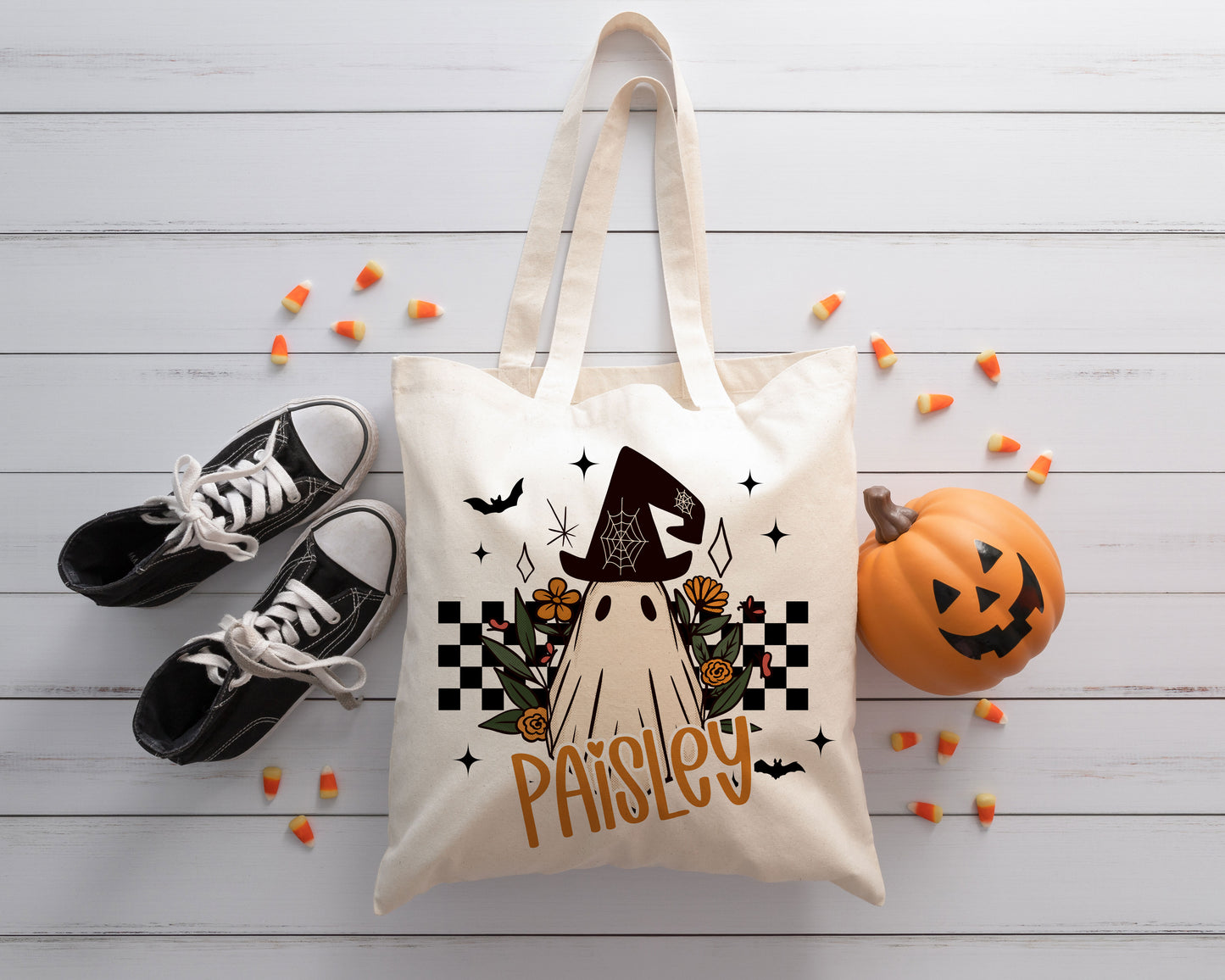 Boo Tote Bag, Halloween trick or treat tote bag, Custom Canvas Halloween Bag, Trick or Treat Name Tote, Personalized Gifts for Halloween