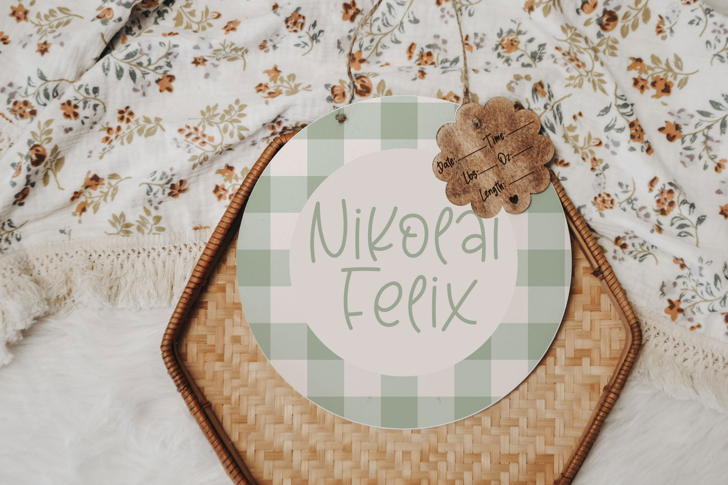 Gender Neutral Hospital Door Hanger Birth Announcement