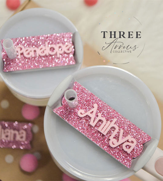 Stanley Tumbler Glitter Pink Tumbler Name Plate Acrylic