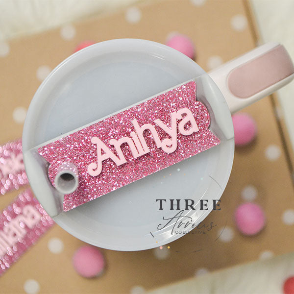 Stanley Tumbler Glitter Pink Tumbler Name Plate Acrylic