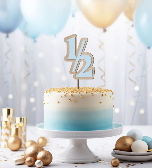 Half Year Cake Topper, Half Birthday Cake Topper, 6 Month Birthday, 6 Months Cake Topper for Baby Boy or Girl, Half way to One