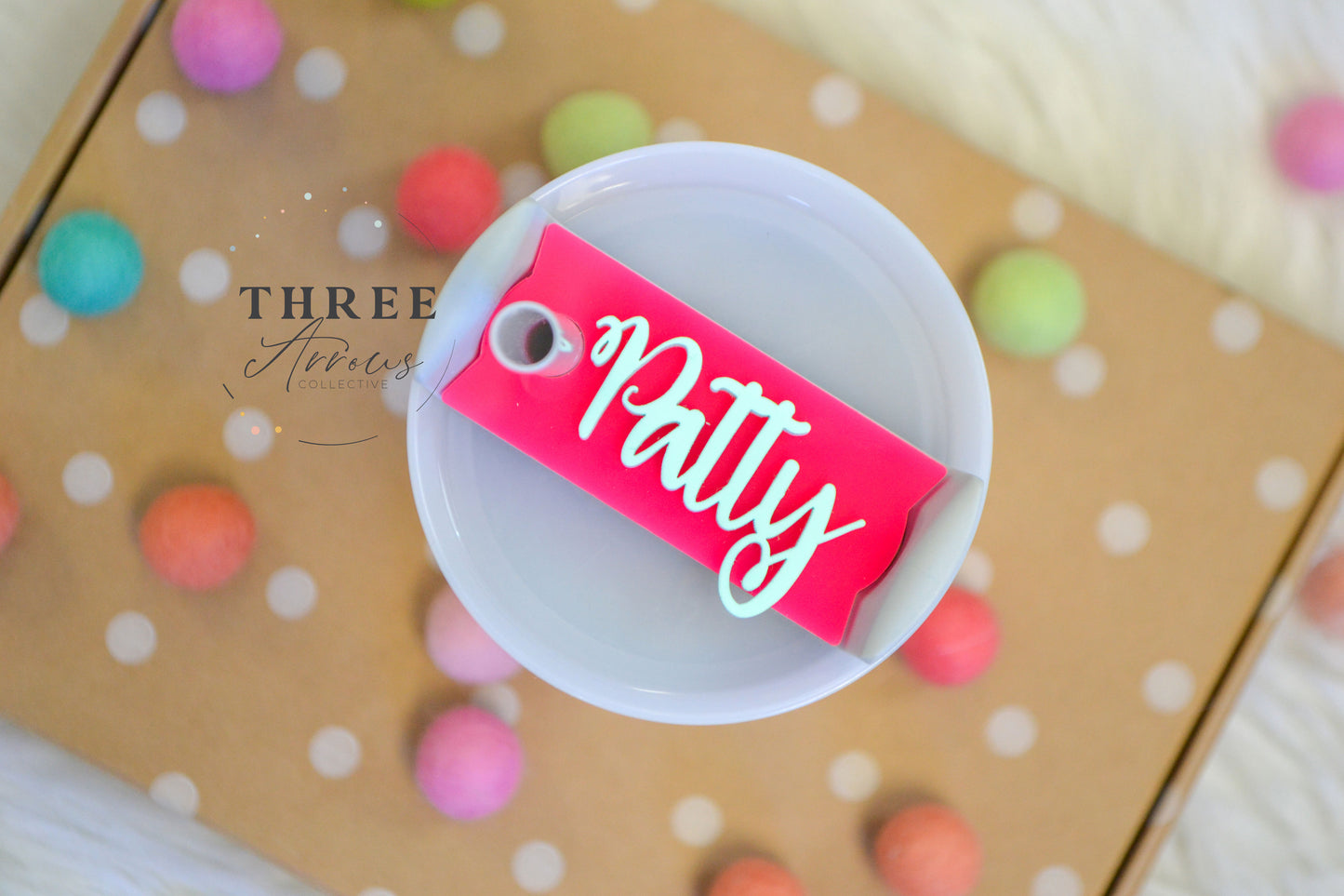 Electric Pink! Personalized Stanley Tumbler Name Plate Acrylic