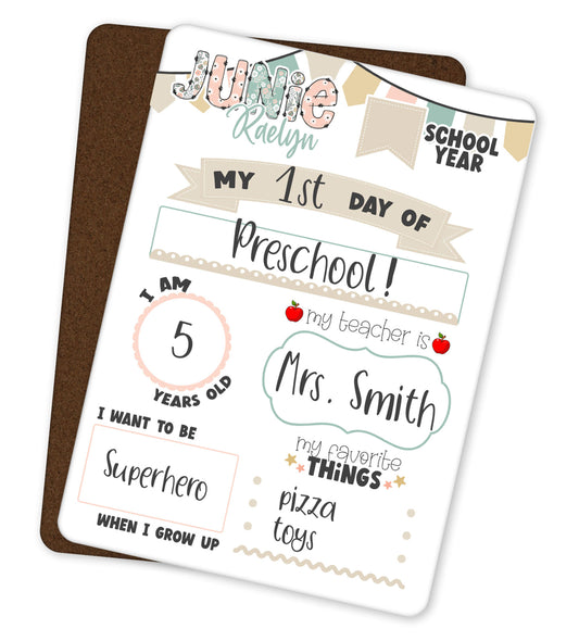Reusable Dry Erase First Day Of School Sign