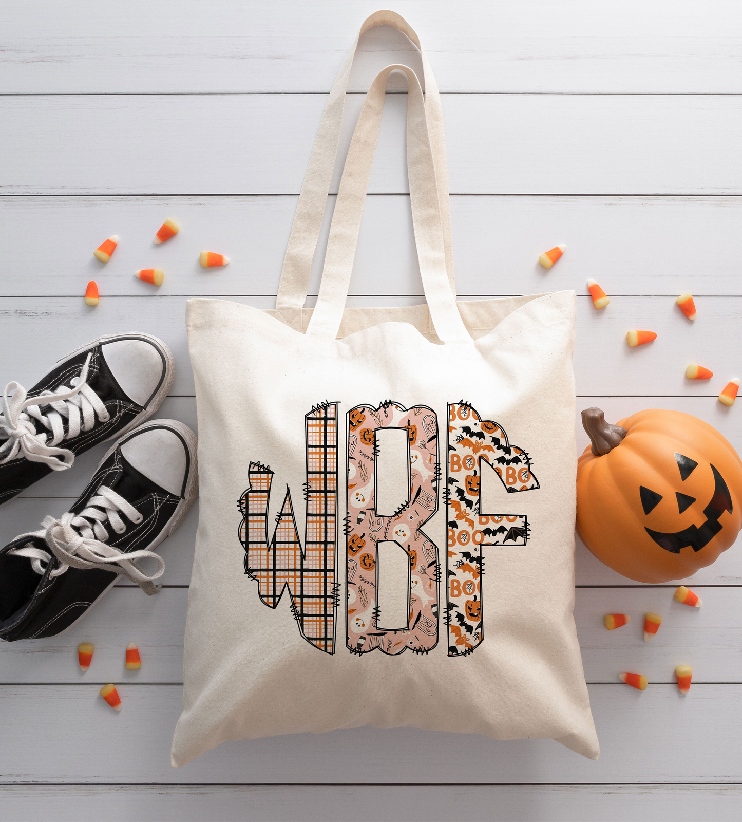 Pink Boho Monogram Halloween Trick or Treat Bag