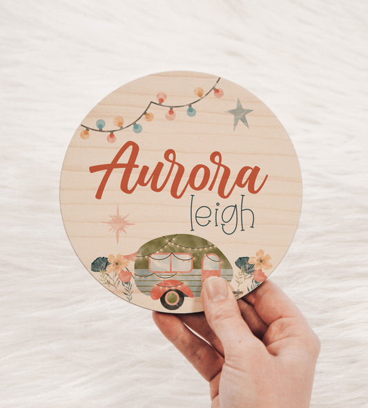 Happy Camper - Floral Name Announcement Sign - AL002