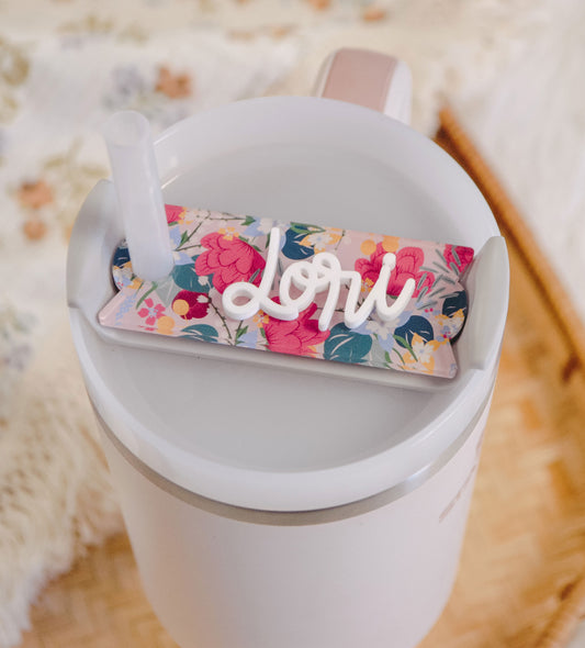 Pink Floral Stanley Tumbler Name Plate
