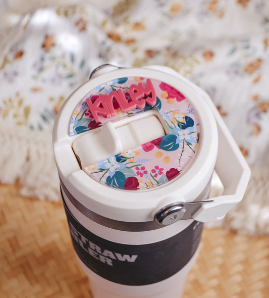 Floral Stanley Iceflow Personalized Adhesive Tumbler Tag