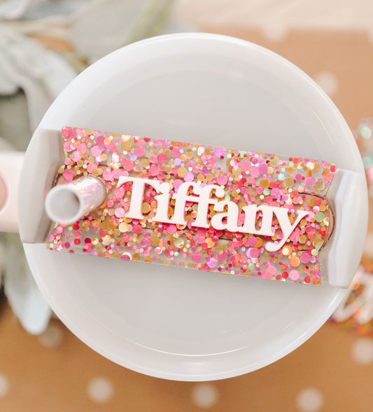 Stanley Tumbler Name Plate Personalized Confetti Acrylic