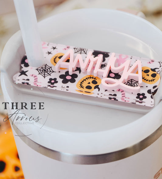 Stanley Name Plate Tumbler Tag Personalized, Halloween Tumbler Name Tags, Custom Quencher Tumbler Topper Lid H2.0 20/30oz 40oz
