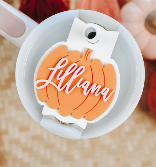 Fall Pumpkin Personalized Stanley Tumbler Name Plate Acrylic