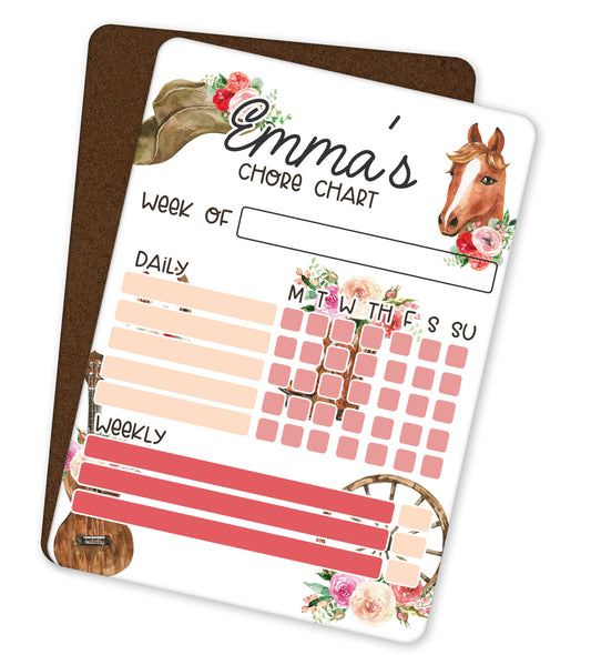 Personalized Rodeo Dry Erase Chore Chart