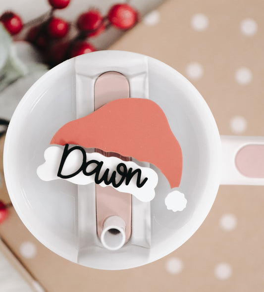 Santa Hat Christmas Stanley Tumbler Name Plate