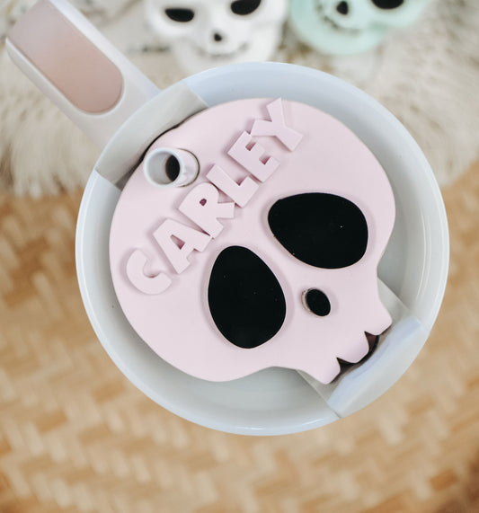 Halloween Skull Personalized Stanley Tumbler Name Plate Acrylic