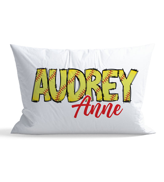 Softball Personalized Kid Pillow Case