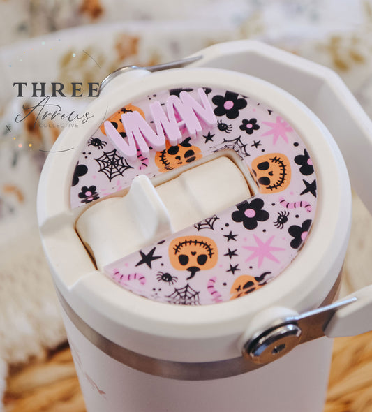 Stanley Cup Accessories Ice Flow, Iceflow Water Bottle Adhesive Tag, Personalized Name Plate, Flip Straw Lid Topper, Halloween Tumbler Tags
