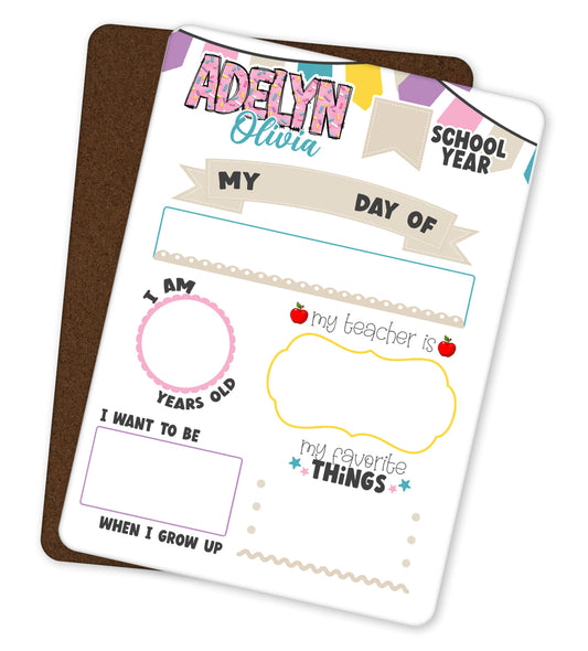 First Day of School Sign Reusable Dry Erase