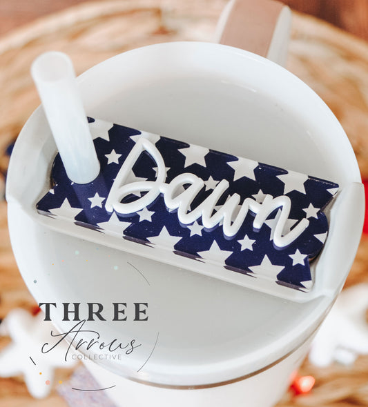 Patriotic July 4th Stanley Tumbler Name Plate