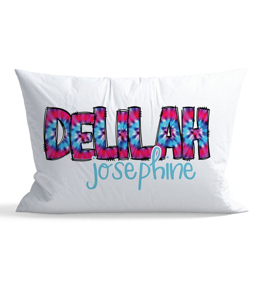 Pink Tie-Dye Personalized Kid Pillow Case