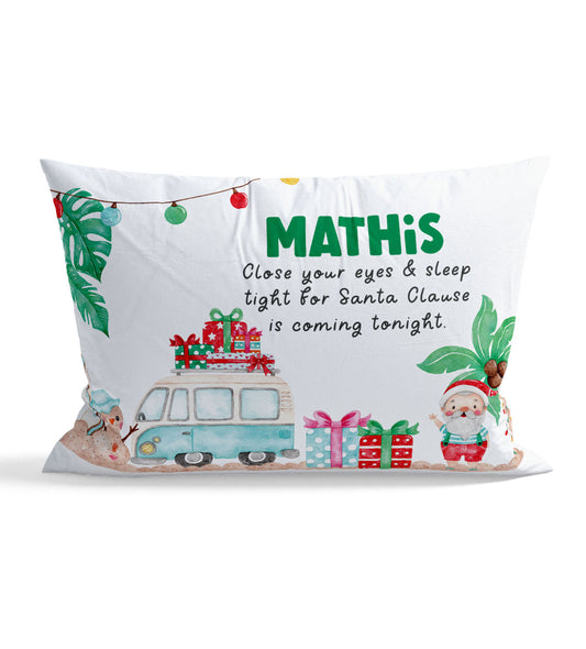 Tropical Christmas Eve Personalized Kid Pillow Case