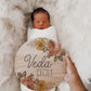 Veda - Vintage Rose Hibiscus Name Announcement Sign